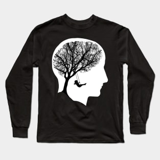 Tree branches brain person silhouette, trees, tree, branches, skull, brain, Mental Health Matters, Depression, Anxiety, Mental Iliness Long Sleeve T-Shirt